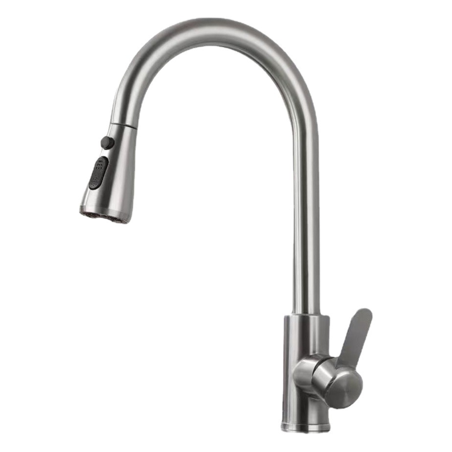 Acero inoxidable 304 pull-out grifo de la cocina del fregadero a prueba de salpicaduras giratoria caliente y fría grifo del fregadero