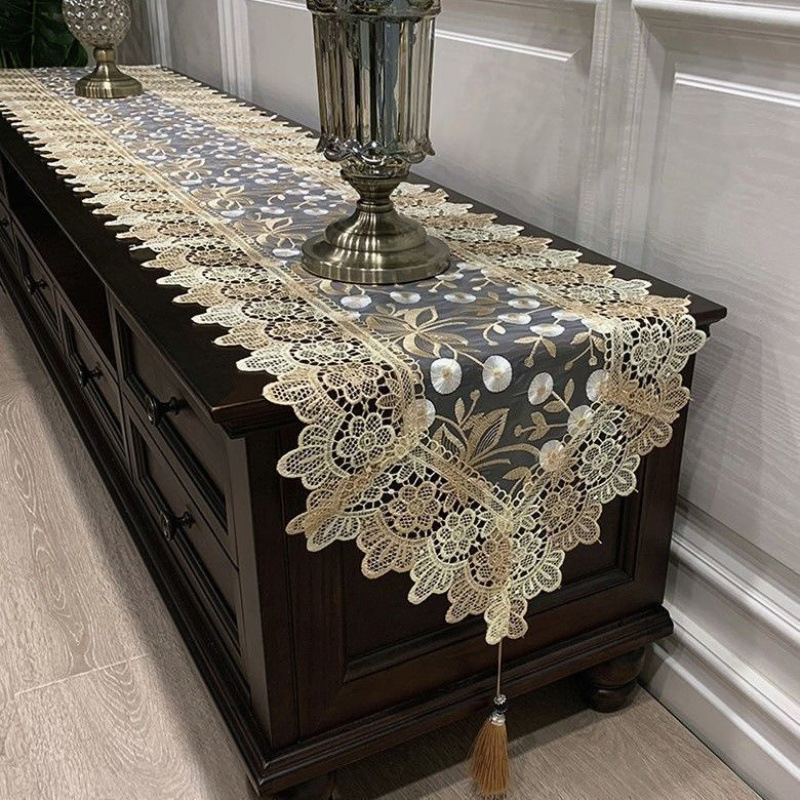 Tv Cabinet Lace Table Flag Cloth European Coffee Table Tablecloth Light Luxury Dressing Table Table Flag Shoe Cabinet Long Dust Cover Cloth