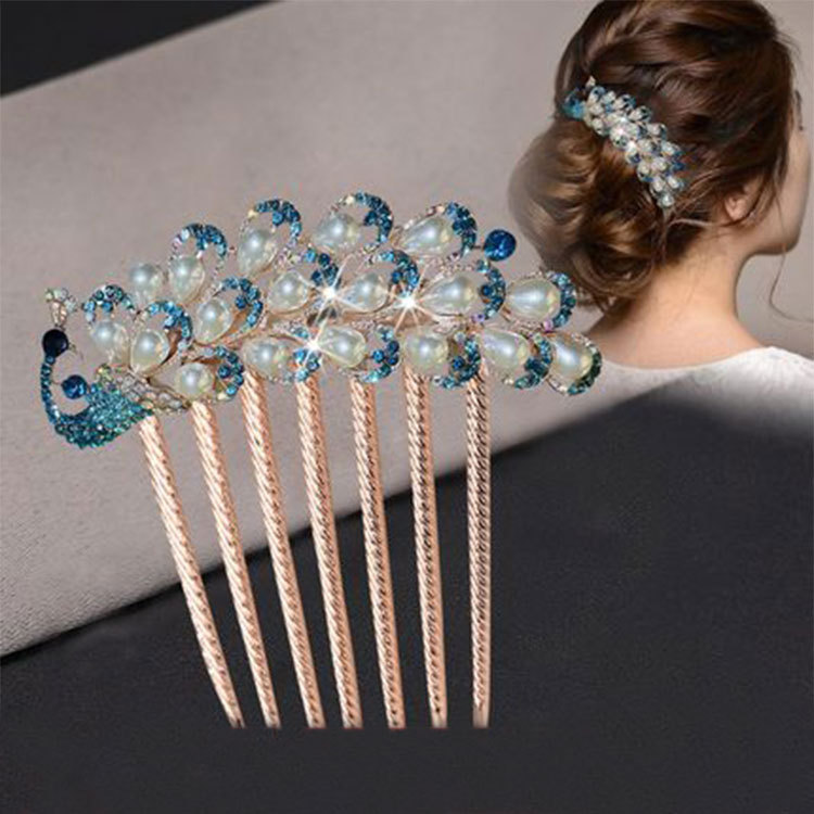 Hairpin, ancient-style hair comb, high hair bun, hair accessories for girls, water diamond bridal hair decorations, hair flowers, hair clips, bun pins at the back of the head