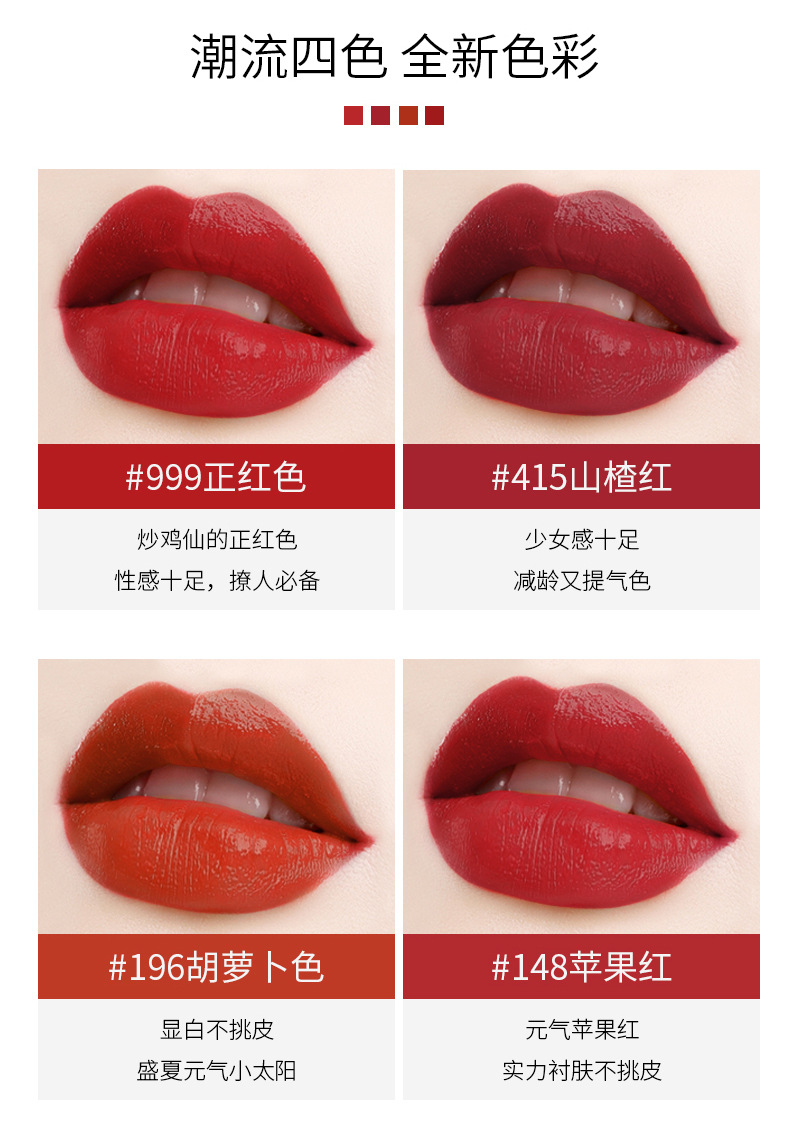 VIBELY Dual-head Lipstick Raincoat Non-stick Cup Long-lasting matte Bright Red 999 Lipstick Two-in-one Lip Gloss undefined