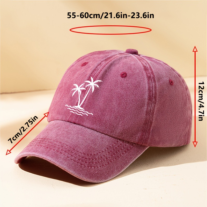 154g Weight Baseball Cap Hats Type Daily Occasion Cotton Material Coconut Tree Pattern Summer, Spring, Autumn Season Unisex Gender Printing Design Simple Style Style Curved Eaves Rim Unisex Simple Style Coconut Tree Printing Curved Eaves Baseball Cap 1