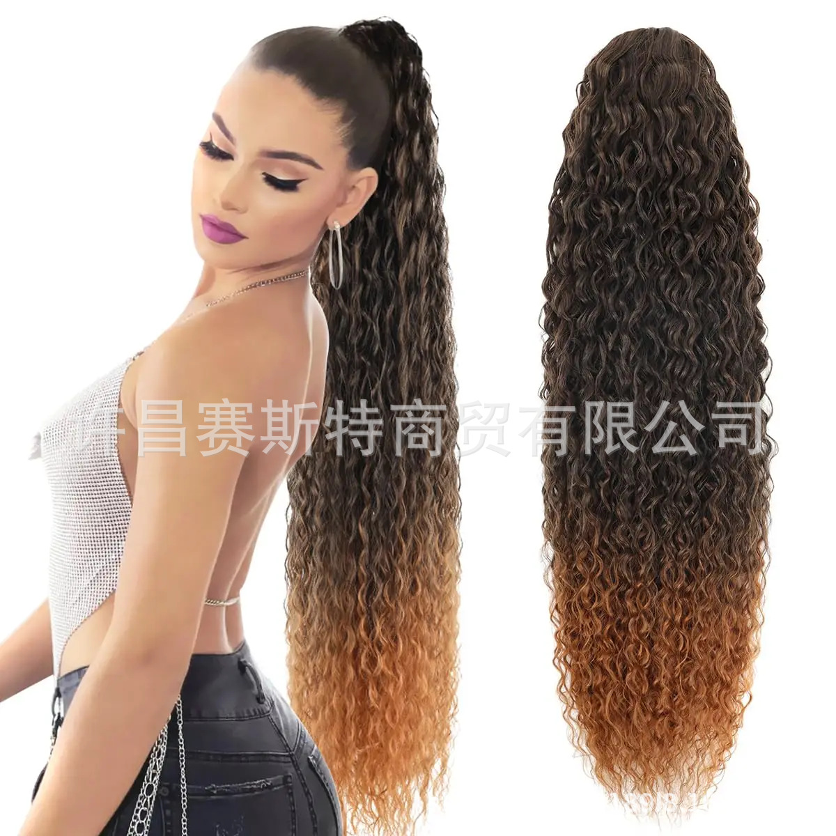 Comercio exterior transfronterizo red elástica africana peluca de caballo de 24 pulgadas DEEP cabello de cabello de caballo de caballo