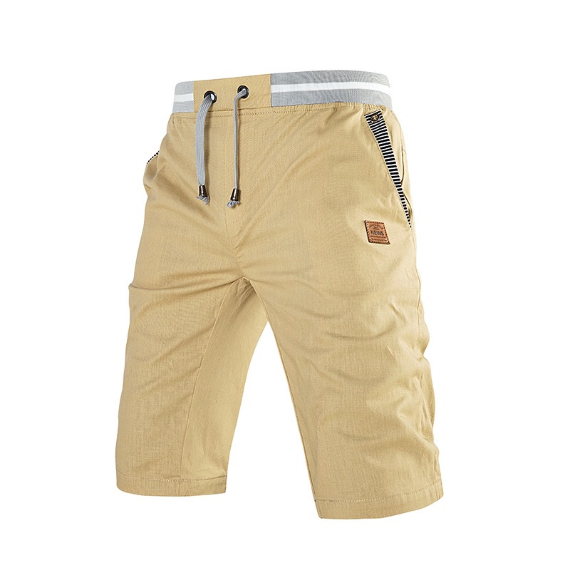 Men's Summer Cotton Casual Shorts, Youth Thin Trendy Mid-Length Beach Shorts, European Size