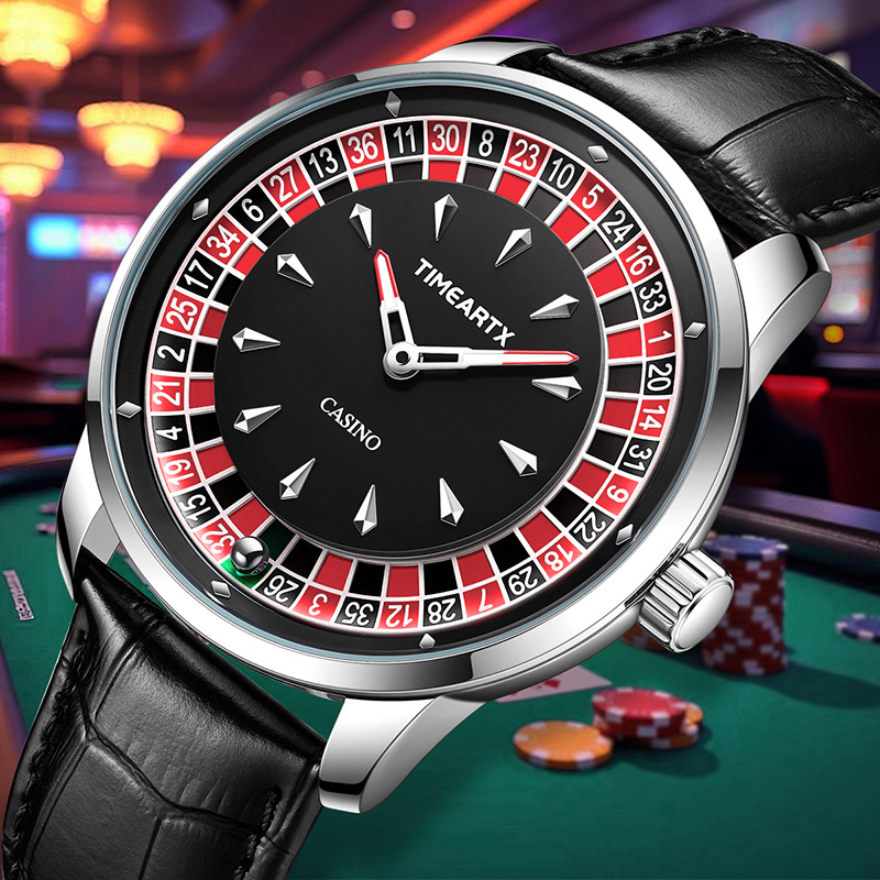 Timeartx Cross-Border Foreign Trade New Roulette Men's Watch Luminous Waterproof Leather Strap Trendy Quartz Watch Wholesale