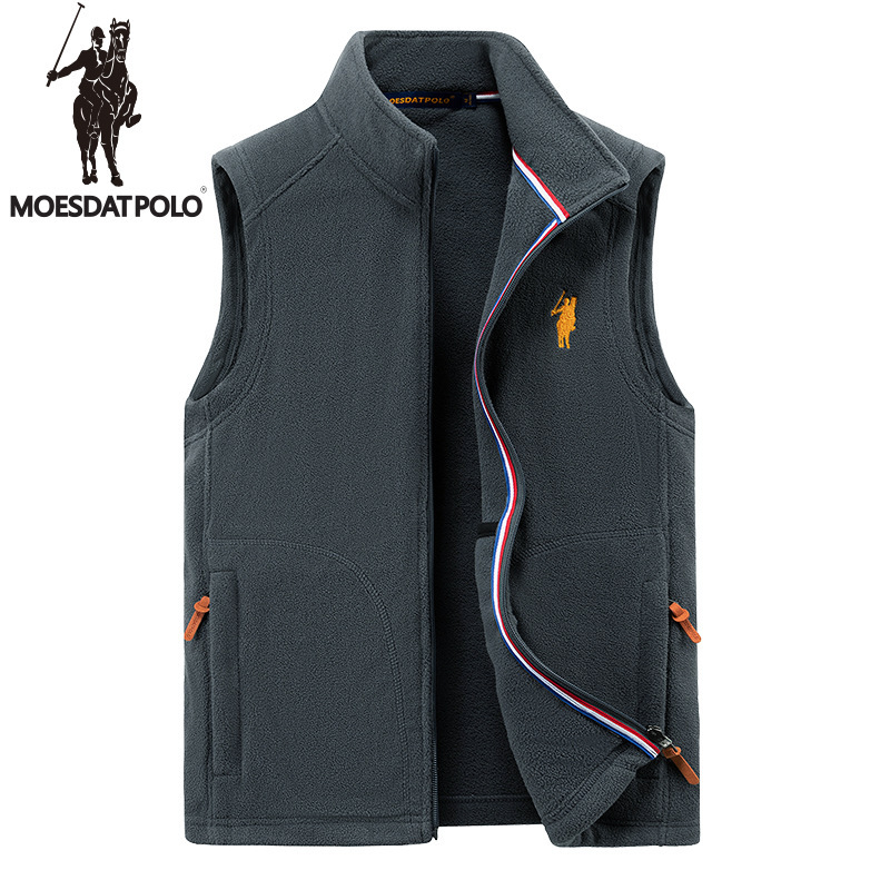 [Larlon Paul] vest men's spring and autumn sleeveless fleece jacket young and middle-aged plus size warm vest waistcoat