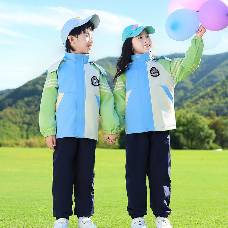 小学生校服冲锋衣三件套秋冬季班服短袖套装运动会幼儿园园服夏装|undefined
