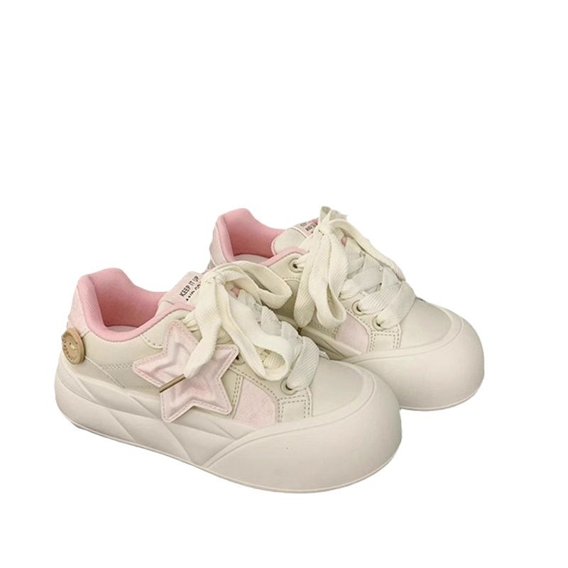El nicho de alto valor original de suela gruesa zapatos blancos de mujer 2024 nuevos zapatos transpirables de mujer zapatos casuales de dopamina