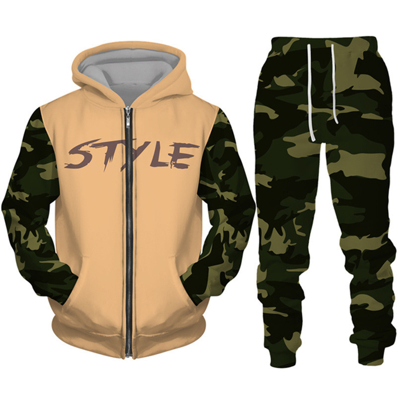 Venta directa de comercio exterior de estilo caliente transfronterizo Hombres y mujeres europeos y americanos Impresión digital 3D Camuflaje Chaqueta con capucha para hombres MF08-ML01