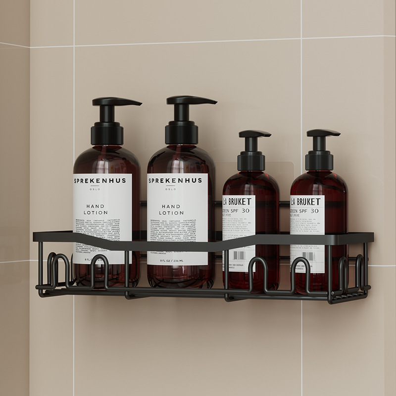 Estante de baño metálico sin taladro, organizador de pared para artículos de tocador, soporte para jabón, práctico y duradero