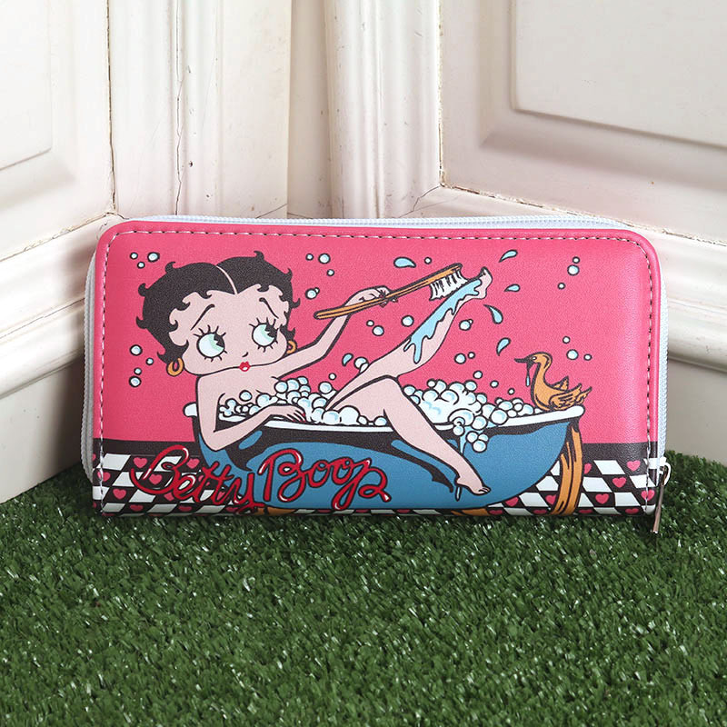 Retro Bettyboop Cartoon Cute Kids Wallet, Large Capacity Long Women's Coin Purse