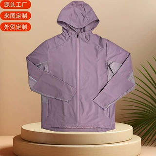 外贸定制美式连帽拉链防风撞色风衣户外防泼水冲锋衣来图印制logo