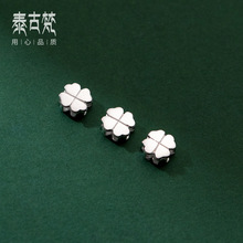 S925银精工电镀四叶花隔珠diy手串编绳散珠 银饰品配件批发S1049