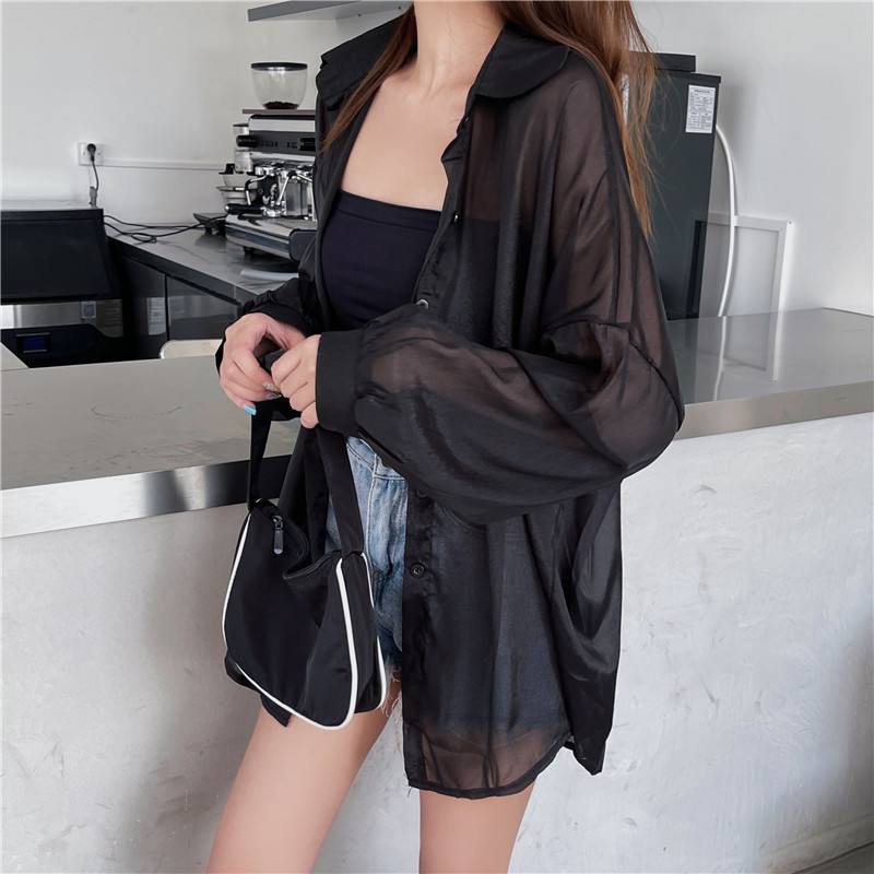 112g Weight Long Sleeve Sleeve Length Single Breasted Placket Type Shirtsleeve Sleeve Type Polyester, Chiffon Fabric Type Regular Top Length Cardigan Tops Type Holiday Occasion Shirt Collar Neckline Loose Fit Type Solid Color Pattern Summer, Spring Season Women's Gender Casual Style Wholesale Women's Casual Solid Color Long Sleeve Blouses 95