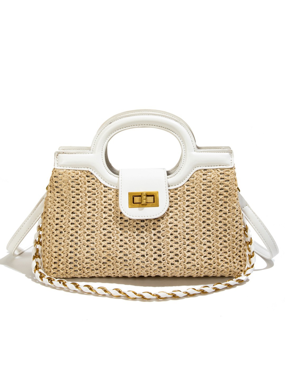 Este verano popular bolso de mano de tejido 2026 nueva moda coreana cadena brazo mochila de hombro