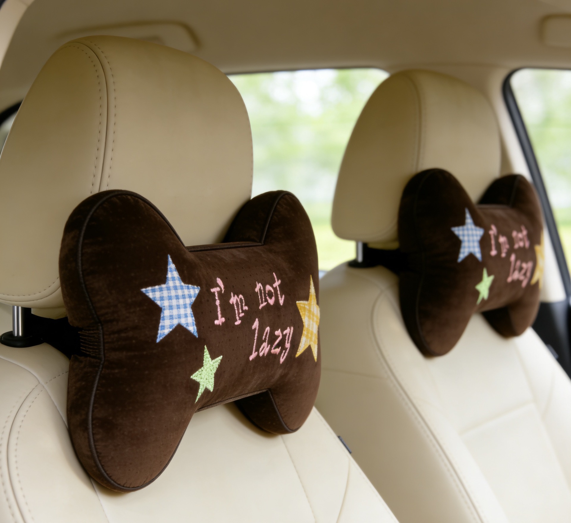 New Dog Car Headrest Bone-Shaped Plush Cartoon Cute Pillow Lumbar Support Doll Car Interior Accessories