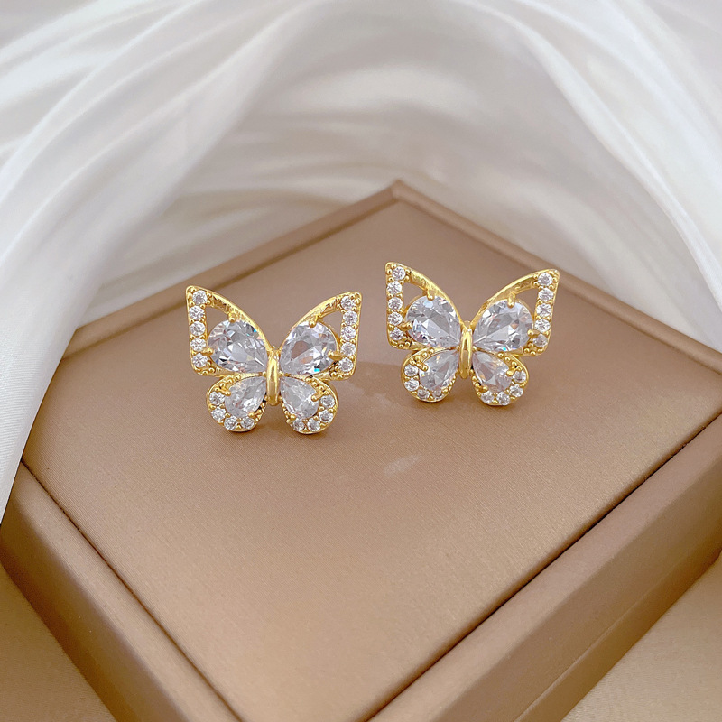 Zircon butterfly earrings
