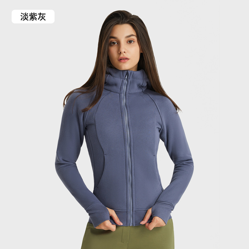 秋冬新款加厚保暖连帽运动外套女 休闲外穿瑜伽训练健身夹克DJ028|undefined