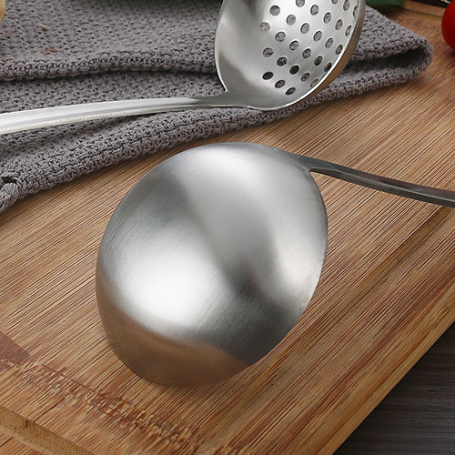 Stainless steel sanding hot pot scoop long handle soup spoon flat handle exquisite large soup spoon ladle kitchenware wholesale