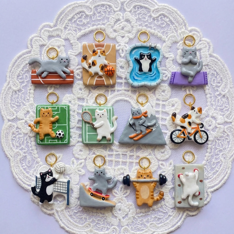 European and American Cross-Border New Animal Sports Series Cat Skiing Pendant DIY Vacuum Electroplating in a Furnace with 18K Gold for Color Preservation European and American Cross-Border New Animal Sports Series Cat Skiing Pendant DIY Vacuum Electroplating in a Furnace with 18K Gold for Color Preservation