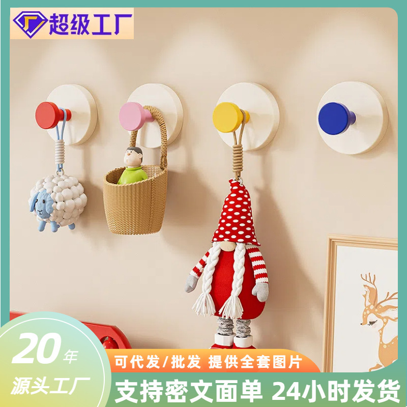 High-Looking Dopamine Suction Cup Hook, Punch-Free Clothes Hook, Wall-Mounted Bathroom Strong Load-Bearing Traceless Bathroom Sticky Hook