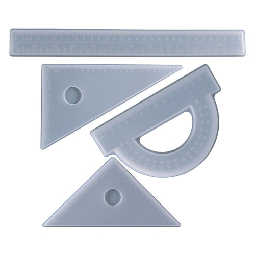 Poppy diy crystal glue mold 30cm extended ruler protractor triangle ruler four-piece set silicone mold