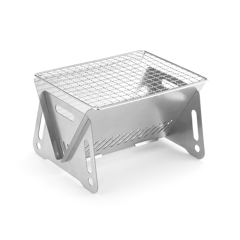 Ise Mount Outdoor Foldable Card Stove Stainless Steel Firewood Stove Barbecue Stove Camping Supplies Portable