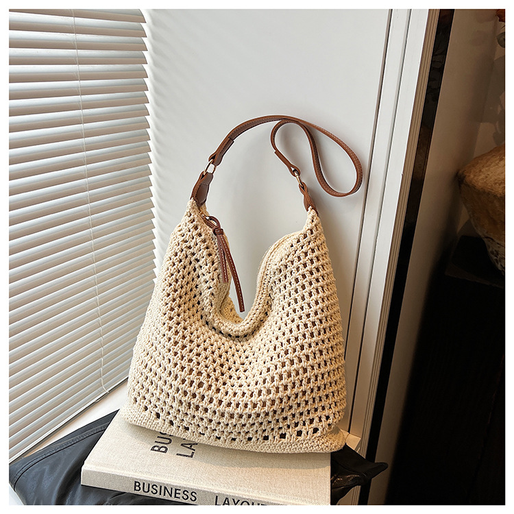 Summer versatile single-shoulder bags, trendy and fresh woven bags, seaside vacation beach bags, large-capacity travel bags undefined