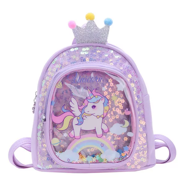 New Children's Fashion Small Schoolbag Girl Cute Princess Western Style Backpack PU Bright Cartoon Outdoor Backpack