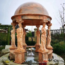 定制欧式大理石凉亭西方人物圆顶石亭子小区别墅庄园石雕亭子长廊