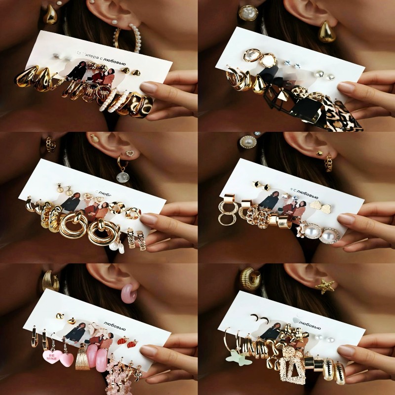 耳环套装珍珠耳钉 Серьги украшения earring set