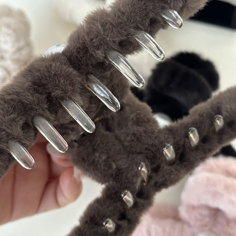 Herbst und Winter Plüsch Haarnadel Kopfschmuck weibliche Perle Haarspange Hinterkopf Haarspange große Haifisch-Clip Subnetz rot Hochsteckfrisur Haar Haarnadel_voghion.com