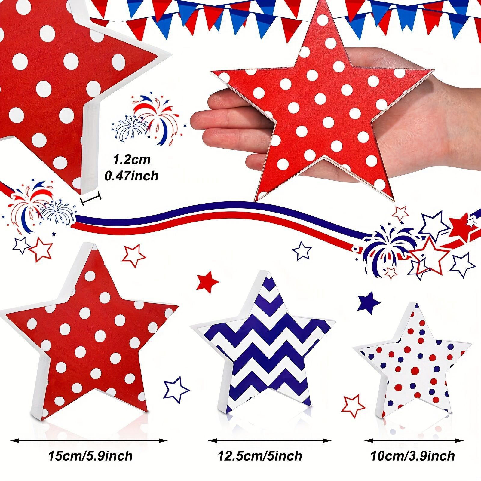 Día de la Independencia de los Estados Unidos, artesanías de madera de pentacos, día nacional, decoraciones de escritorio creativas para el hogar, adornos