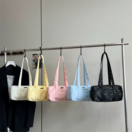 Ins, wave dots, stars, round pillows, Boston barrel bag, large capacity travel, all-matching commuter armpit bag, handbag