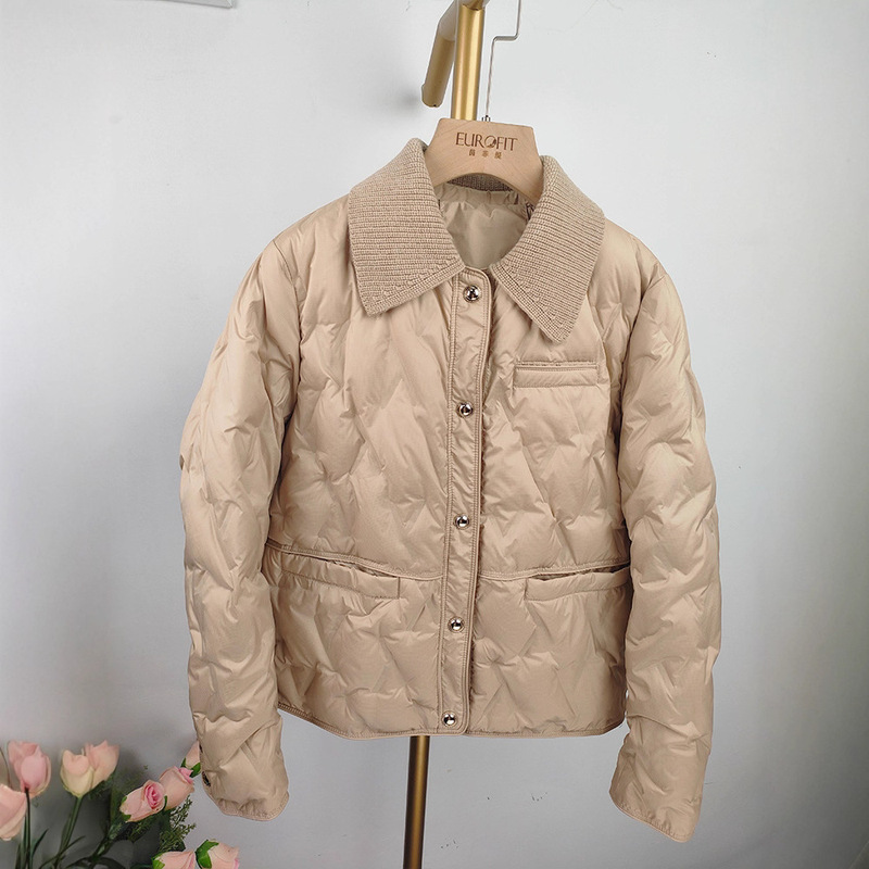 Lightweight down Jacket Women's Short Style 2025 Winter New Style Small Fashion Classy White Duck down Patchwork Jacket for Women