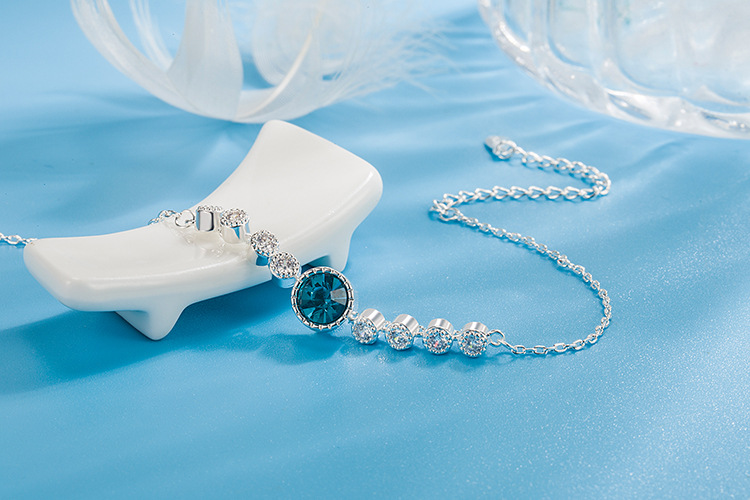 Fashion Round Silver Plated Inlay Zircon Bracelets 1 Piece