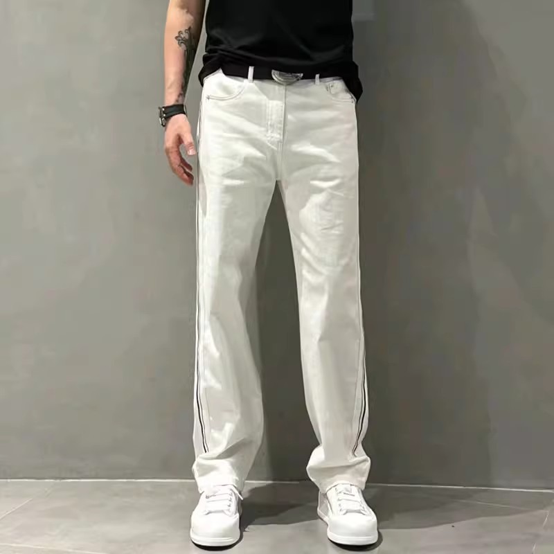 Jeans uomo a righe gamba larga estivi casual taglio comodo_voghion.com