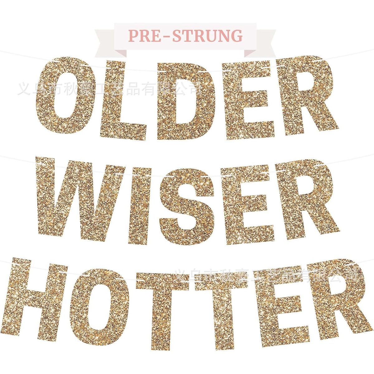 Banner de Wiser Hotter más viejo - Banner de fiesta de feliz cumpleaños de oro de flash 2024 nuevo