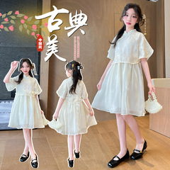 女童連衣裙旗袍春夏裝2024新款兒童童裝夏季寶寶裙子中國漢服