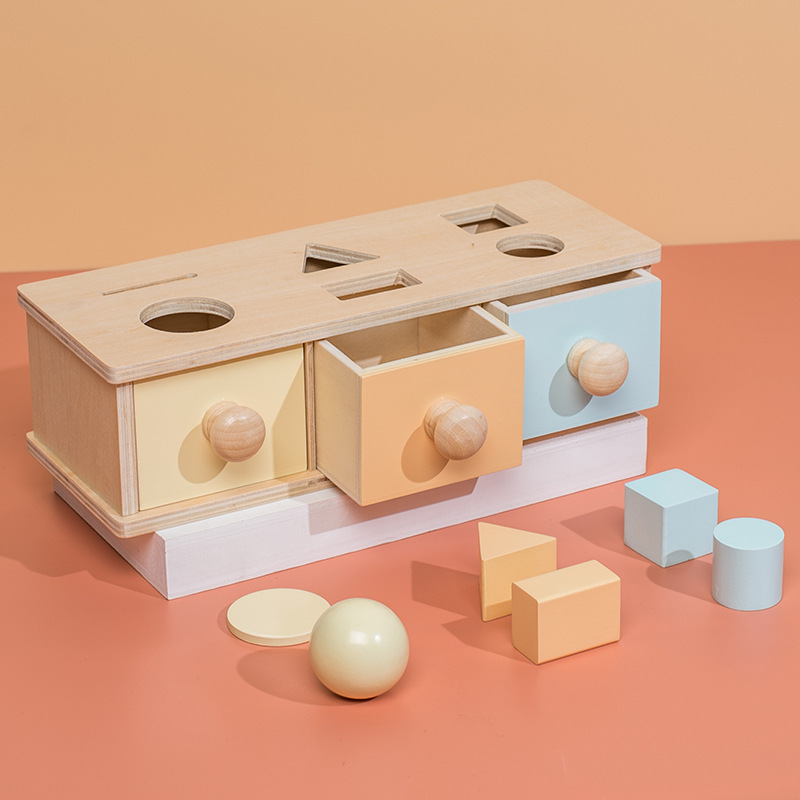 Caja de destino de cajón de bolas de madera Montessori transfronteriza juguetes educativos para niños desarrollo de inteligencia de educación temprana caja de monedas material didáctico