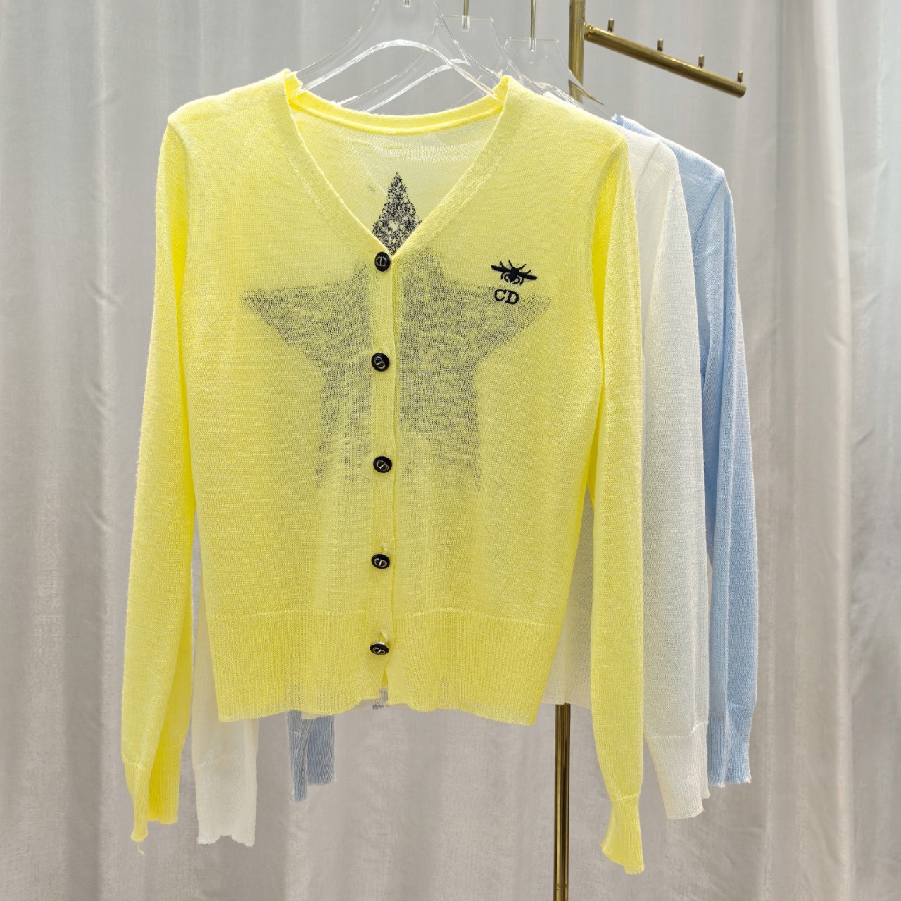 Gaipin Tencel Linen Women's 25 Spring and Summer New Korean Fashion V-neck Embroidered Knitted Cardigan Casual All-match Jacket