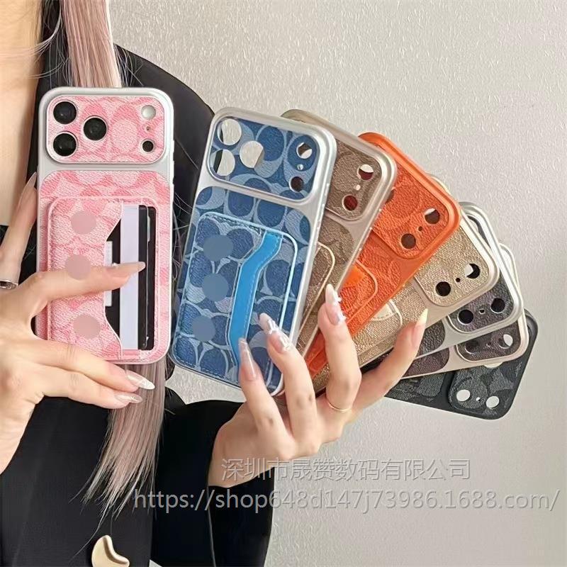 European and American fashion trendy brand leather case suitable for iPhone 17 Pro Max, cross-border 18 card slot phone case, 16 protective cover