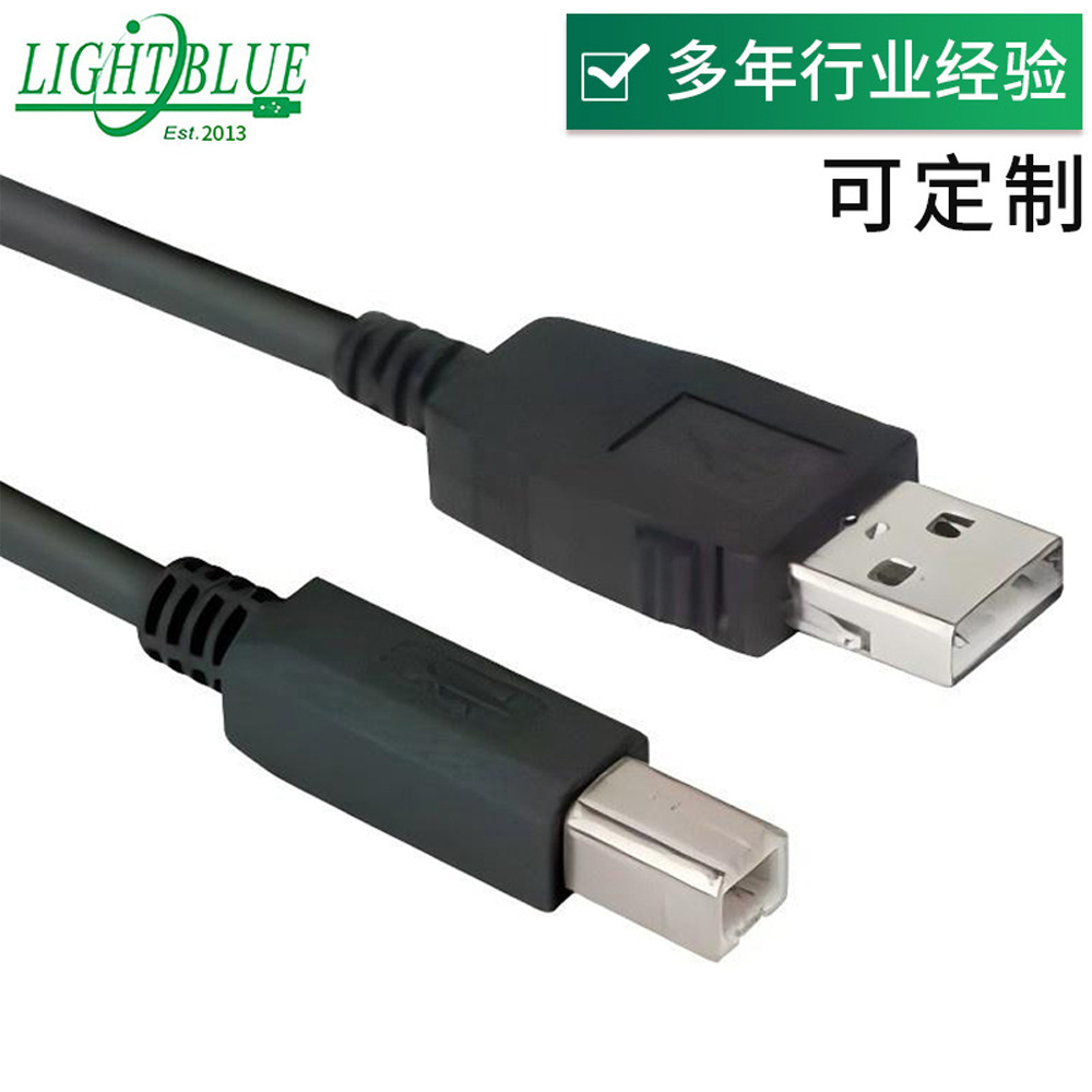 LOCKED USB A 公 带锁扣 卡扣 对 USB B 公 方口打印机数据线