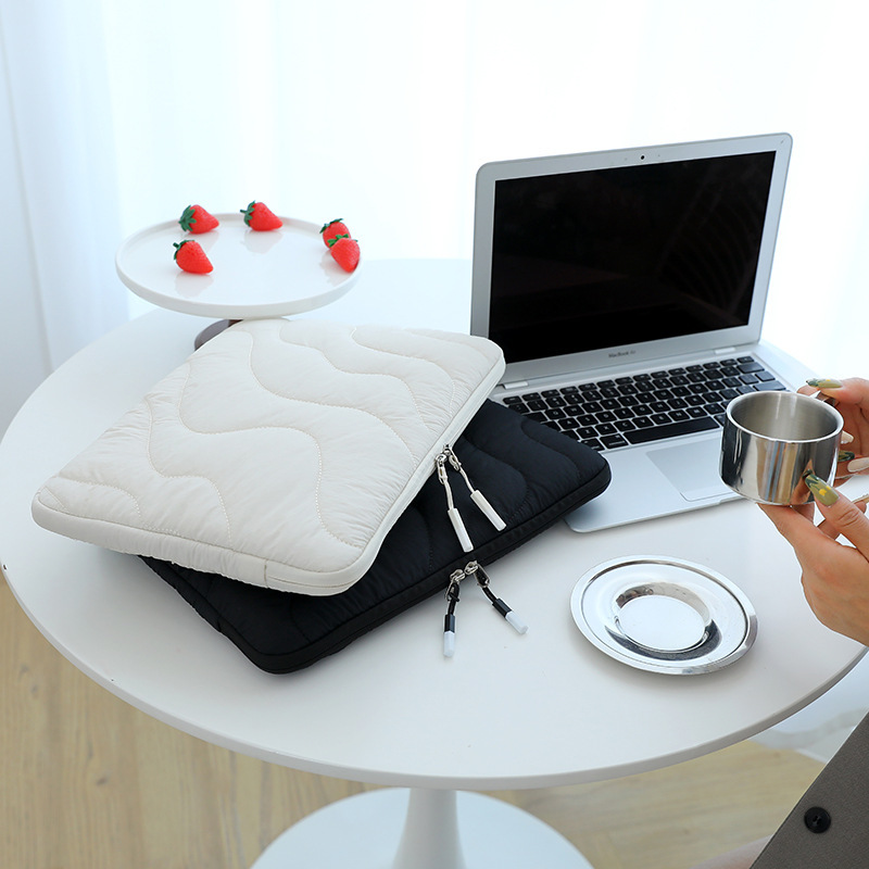 Popular Japanese and Korean Style Minimalist Laptop Bag 14inch iPad Tablet Inner Sleeve High-End Water Ripple Storage Bag