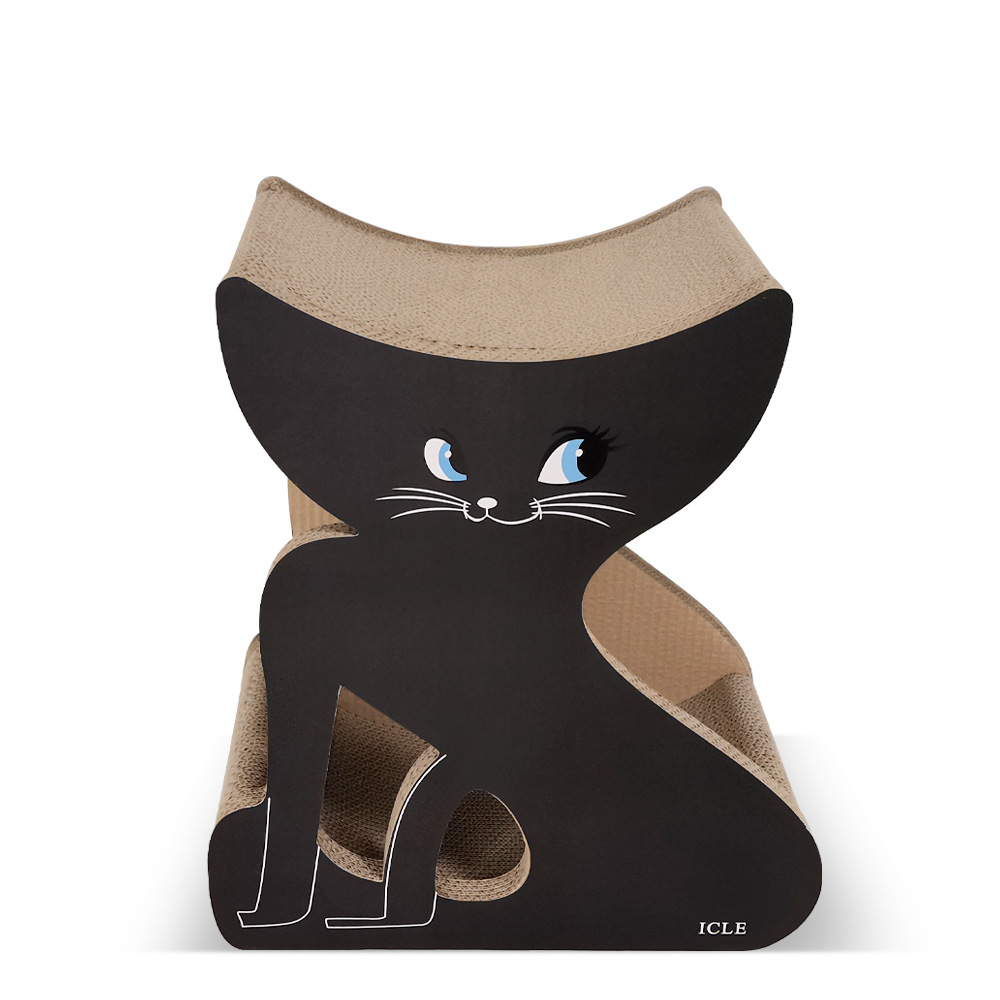 3D Black Three-Dimensional Overall Delivery Integrated No Assembly Needed Corrugated Cat Scratching Board_voghion.com