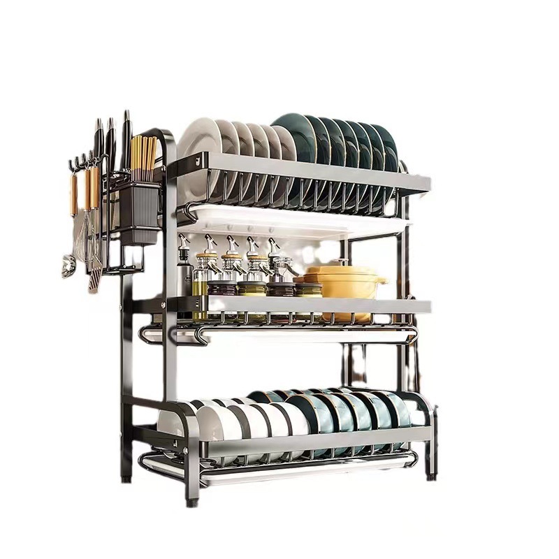 cocina multifuncional estante de almacenamiento grueso cubierta de platos estante de almacenamiento de platos palillos estante de goteo de agua estante de drenaje de agua estante de platos