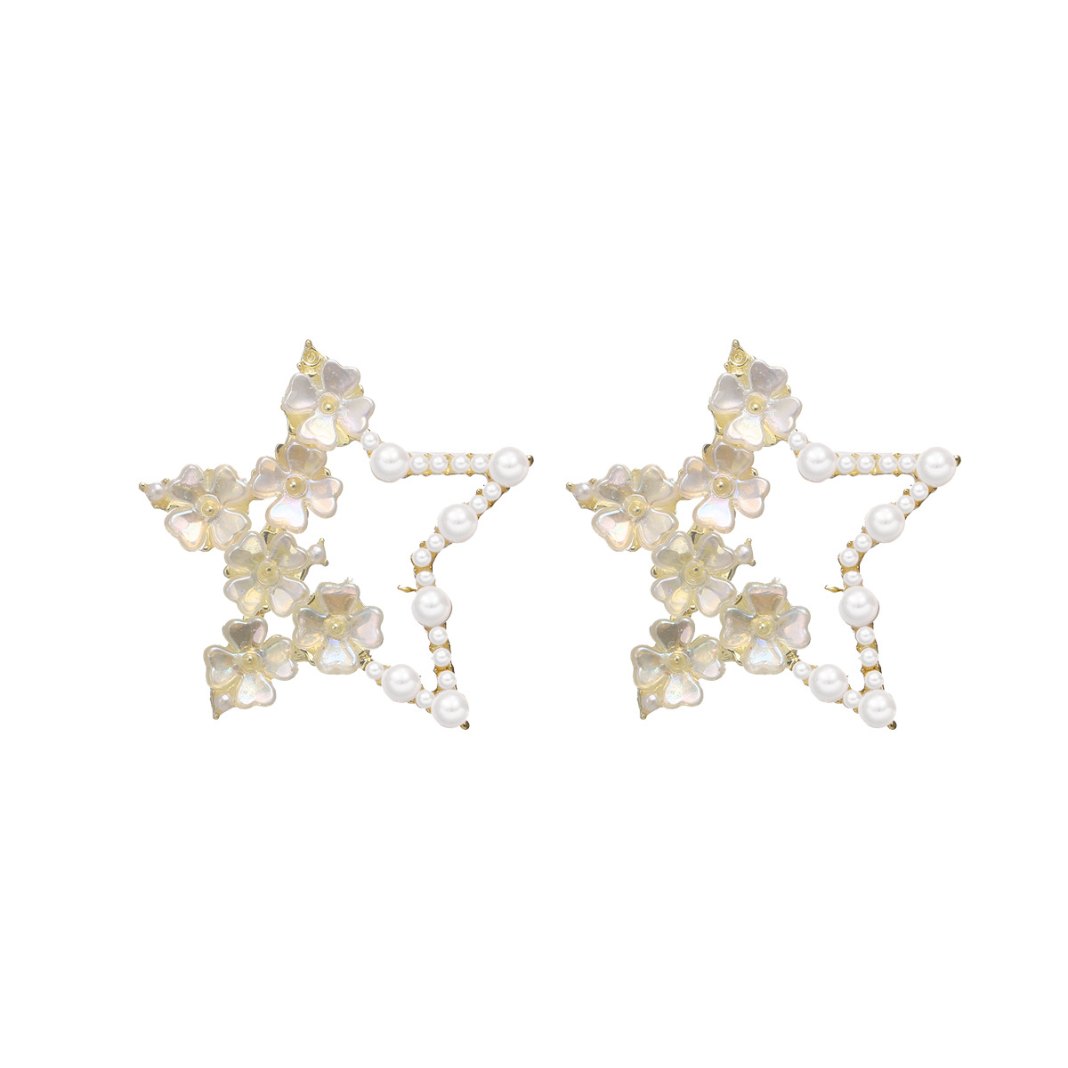 Simple Retro Pearl Flower Earrings display picture 4