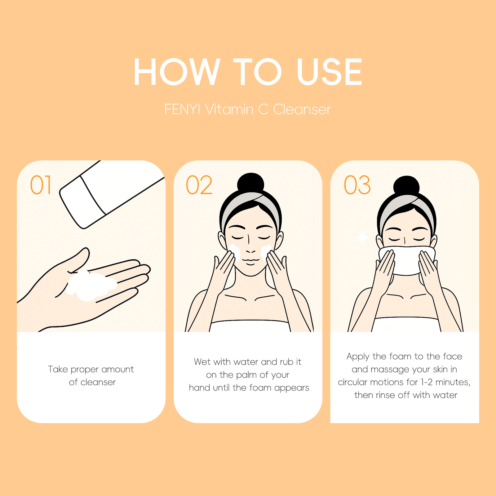 Wholesale fenyi Vitamin C Facial Cleanser 50g from the manufacturer for pore cleansing, hydration and moisturizing, cross-border undefined