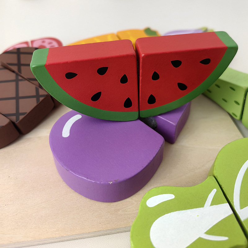 Verduras y frutas para niños pequeños, música de corte, simulación magnética de madera, juego de la casa, juego de corte, juego de rompecabezas, juguete