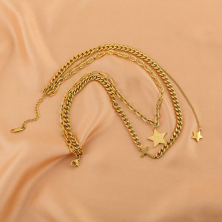 Fashion Star Titanium Steel Plating Layered Necklaces 1 Piece