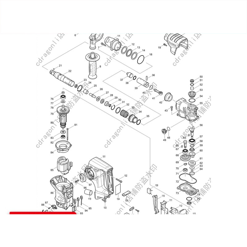 makita牧田HR2800电锤配件原装转子定子钻套开关机壳碳刷齿轮零件